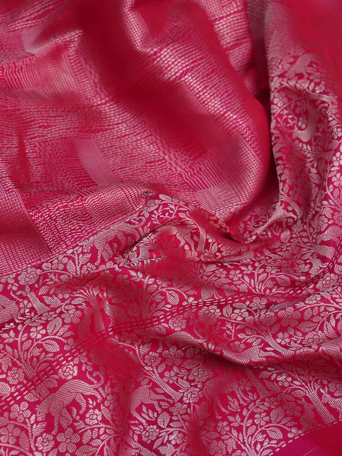 Pink Handloom Banarasi Pure Katan Silk Saree - Luxurion World