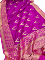 Pink Handloom Banarasi Pure Katan Silk Saree - Luxurion World