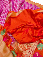 Pink Handloom Banarasi Pure Katan Silk Saree - Luxurion World