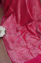 Pink Handloom Banarasi Pure Katan Silk Saree - Luxurion World