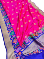 Pink Handloom Banarasi Pure Katan Silk Saree - Luxurion World