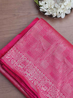 Pink Handloom Banarasi Pure Katan Silk Saree - Luxurion World