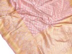 Pink Handloom Banarasi Pure Katan Silk Sona Roopa Border Saree - Luxurion World