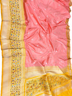 Pink Handloom Banarasi Pure Katan Silk Sona Roopa Saree - Luxurion World
