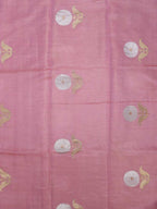 Pink Handloom Banarasi Tissue Katan Silk Fabric ( 1 Mtr ) - Luxurion World