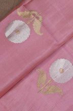 Pink Handloom Banarasi Tissue Katan Silk Fabric ( 1 Mtr ) - Luxurion World