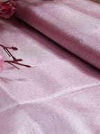 Pink Handloom Banarasi Tissue Silk Fabric ( 1 Mtr ) - Luxurion World