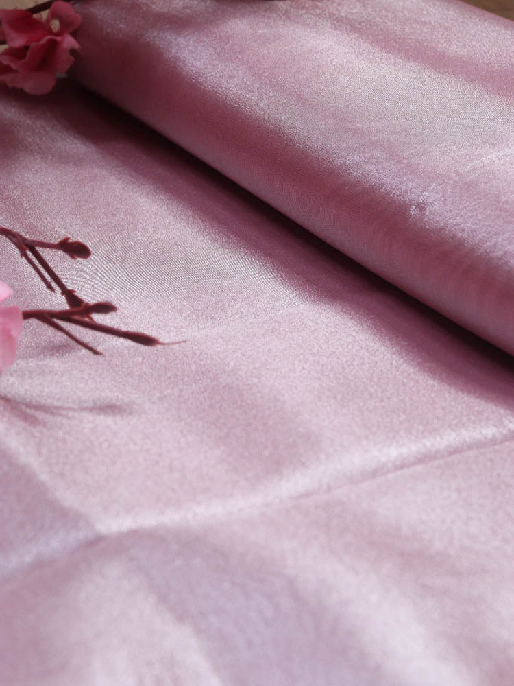 Pink Handloom Banarasi Tissue Silk Fabric ( 1 Mtr ) - Luxurion World