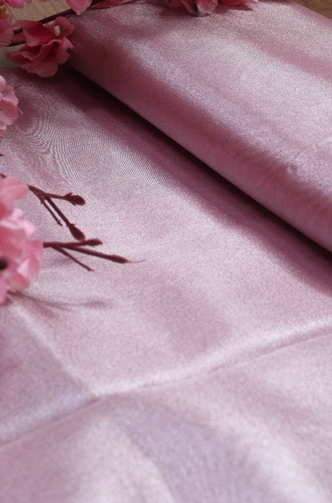 Pink Handloom Banarasi Tissue Silk Fabric ( 1 Mtr ) - Luxurion World