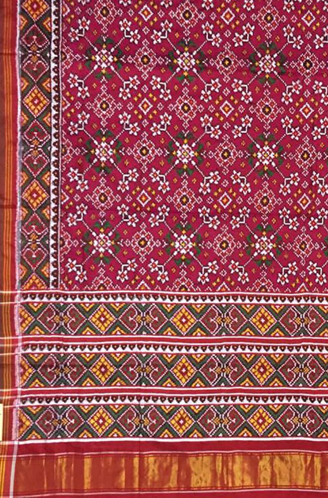 Pink Handloom Double Ikat Patola Pure Silk Saree - Luxurion World