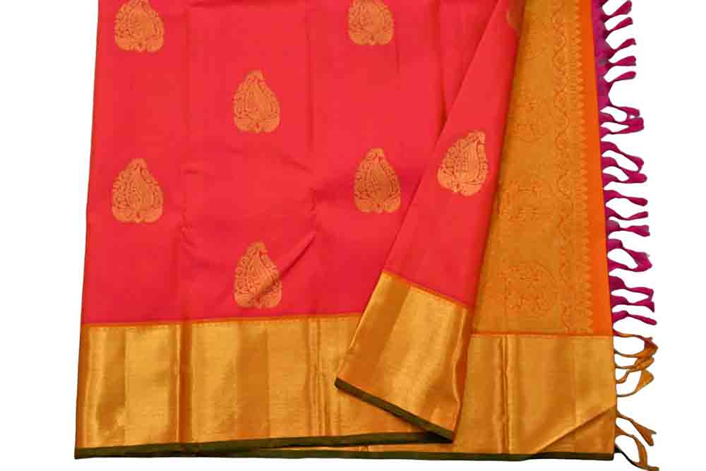 Pink Handloom Kanjeevaram Pure Silk Saree - Luxurion World
