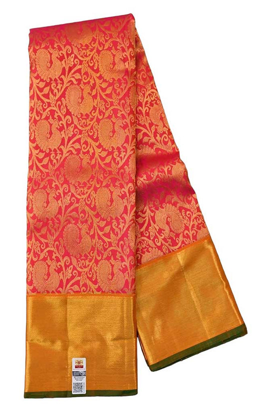Pink Handloom Kanjeevaram Pure Silk Saree - Luxurion World
