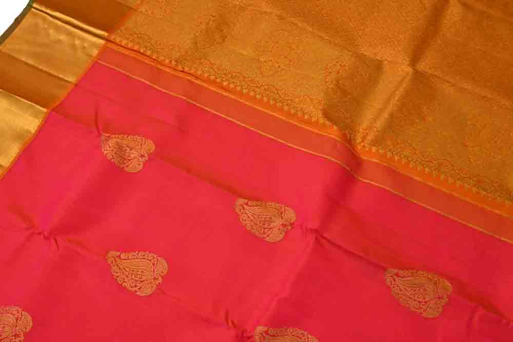 Pink Handloom Kanjeevaram Pure Silk Saree - Luxurion World