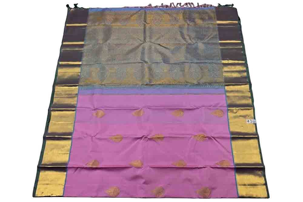 Pink Handloom Kanjeevaram Pure Silk Saree - Luxurion World