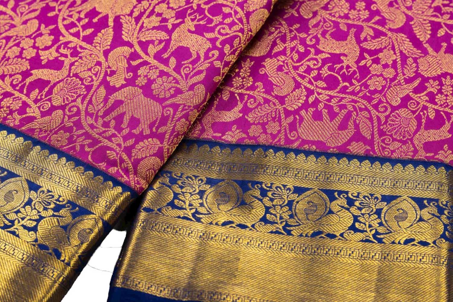 Pink Handloom Kanjeevaram Pure Silk Saree - Luxurion World