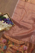 Pink Handloom Kota Doria Real Zari Fabric - Luxurion World