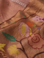 Pink Handloom Kota Doria Real Zari Fabric - Luxurion World