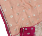 Pink Handloom Kota Doria Real Zari Floral Deasign Saree - Luxurion World