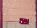 Pink Handloom Kota Doria Real Zari Floral Deasign Saree - Luxurion World