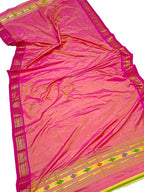 Pink Handloom Paithani Pure Silk Dupatta - Luxurion World