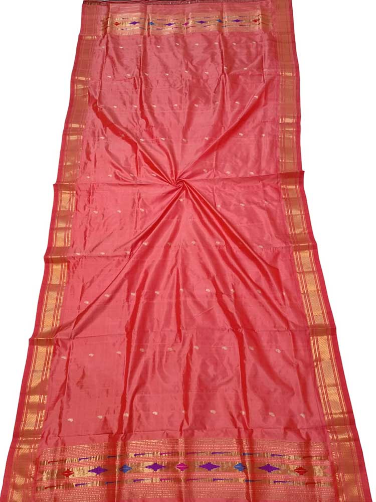 Pink Handloom Paithani Pure Silk Dupatta - Luxurion World