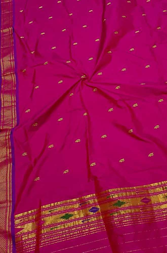 Pink Handloom Paithani Pure Silk Dupatta - Luxurion World
