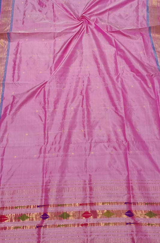 Pink Handloom Paithani Pure Silk Dupatta - Luxurion World