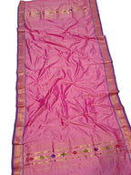 Pink Handloom Paithani Pure Silk Dupatta - Luxurion World