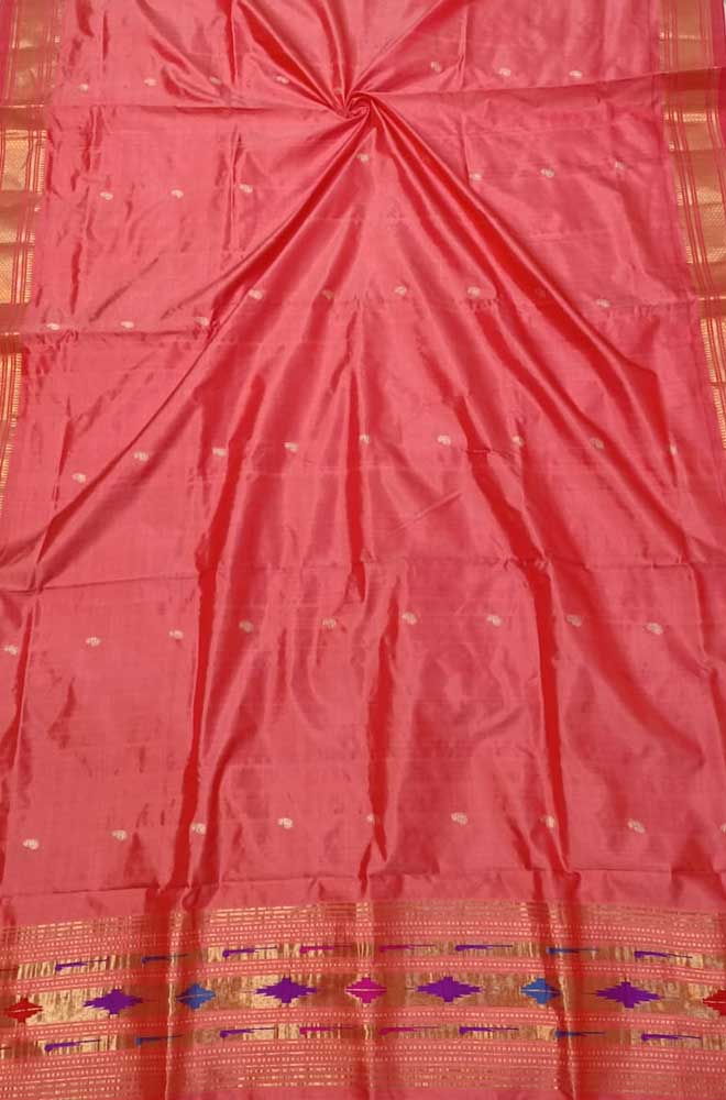 Pink Handloom Paithani Pure Silk Dupatta - Luxurion World