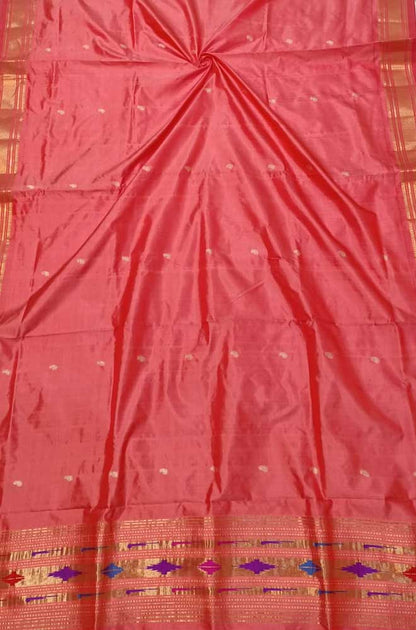 Pink Handloom Paithani Pure Silk Dupatta - Luxurion World