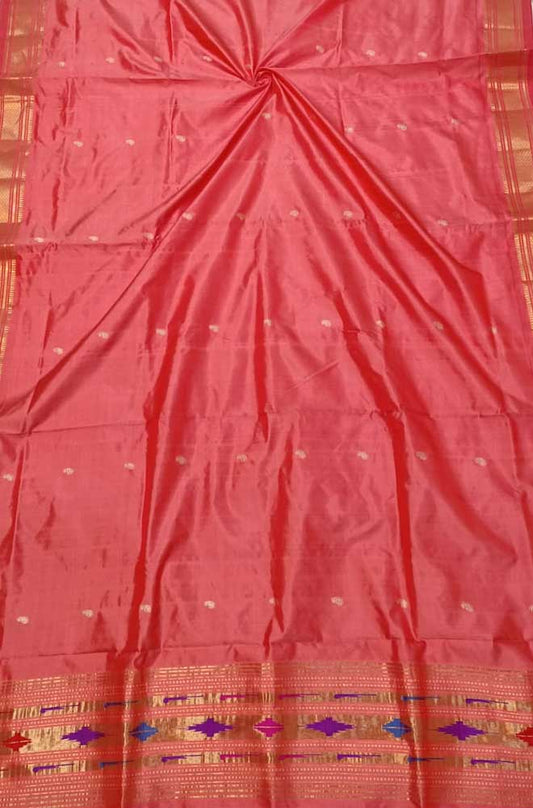 Pink Handloom Paithani Pure Silk Dupatta - Luxurion World