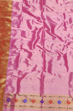 Pink Handloom Paithani Pure Silk Triple Muniya Border Dupatta - Luxurion World