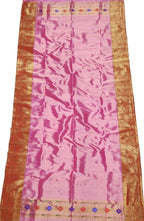 Pink Handloom Paithani Pure Silk Triple Muniya Border Dupatta - Luxurion World