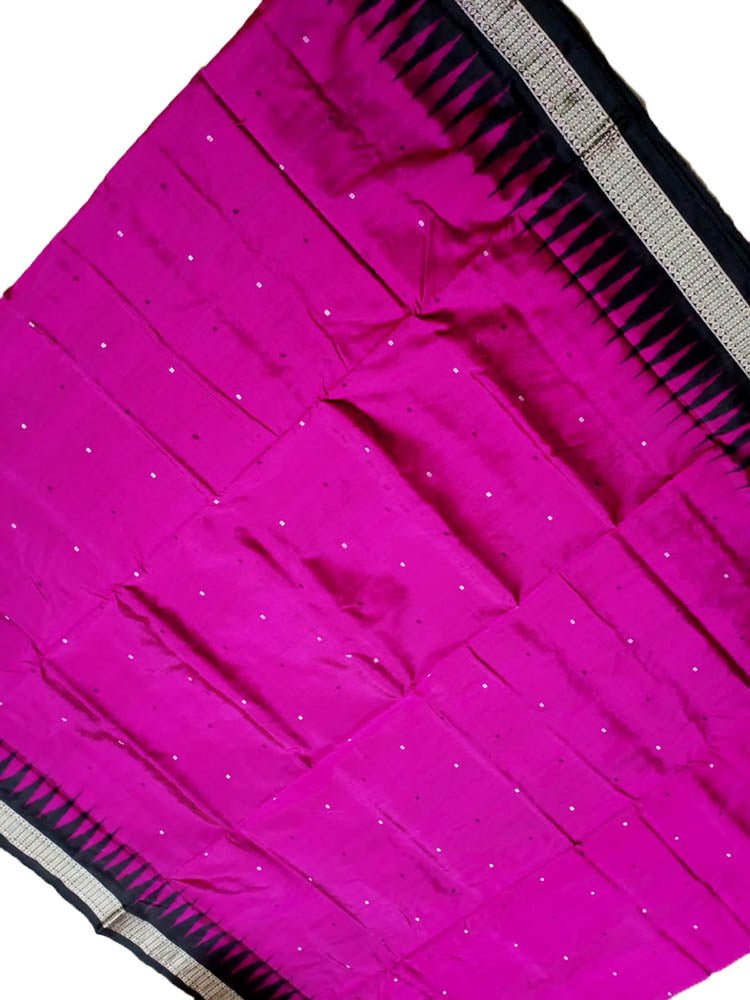 Pink Handloom Sambalpuri Double Ikat Silk Saree - Luxurion World