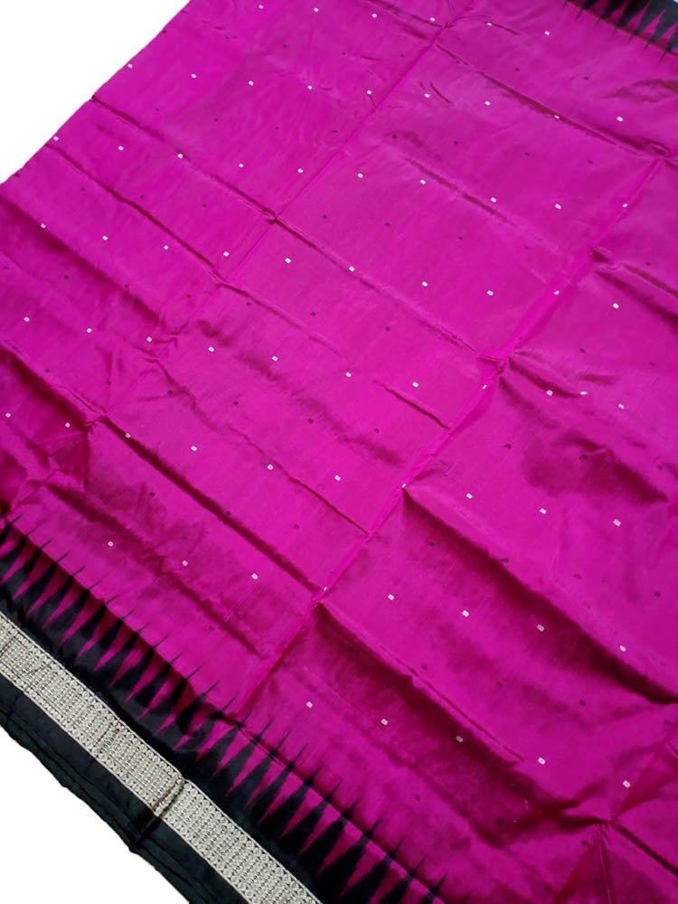 Pink Handloom Sambalpuri Double Ikat Silk Saree - Luxurion World