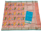 Pink Handloom Tissue Kota Doria Real Zari Saree - Luxurion World