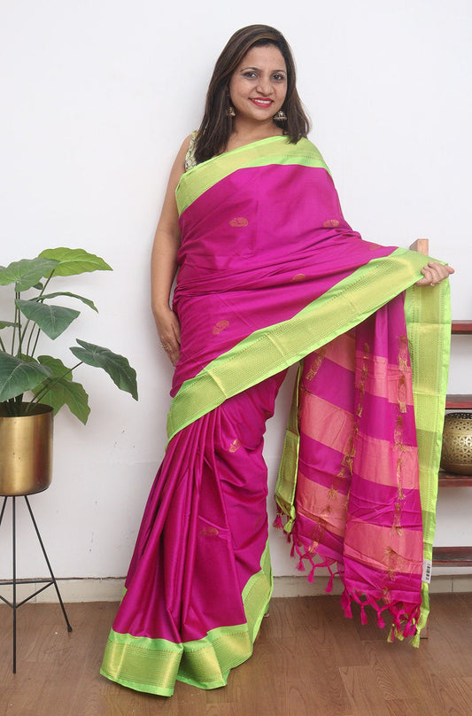 Pink Paithani Cotton Silk Saree