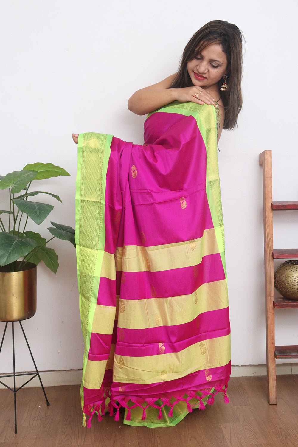 Pink Paithani Cotton Silk Saree - Luxurion World