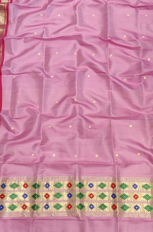 Pink Paithani Pure Silk Dupatta - Luxurion World