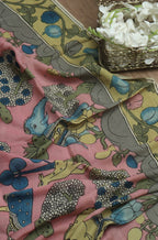 Stunning Pink Pen Kalamkari Pure Silk Dupatta - Perfect Accessory! - Luxurion World