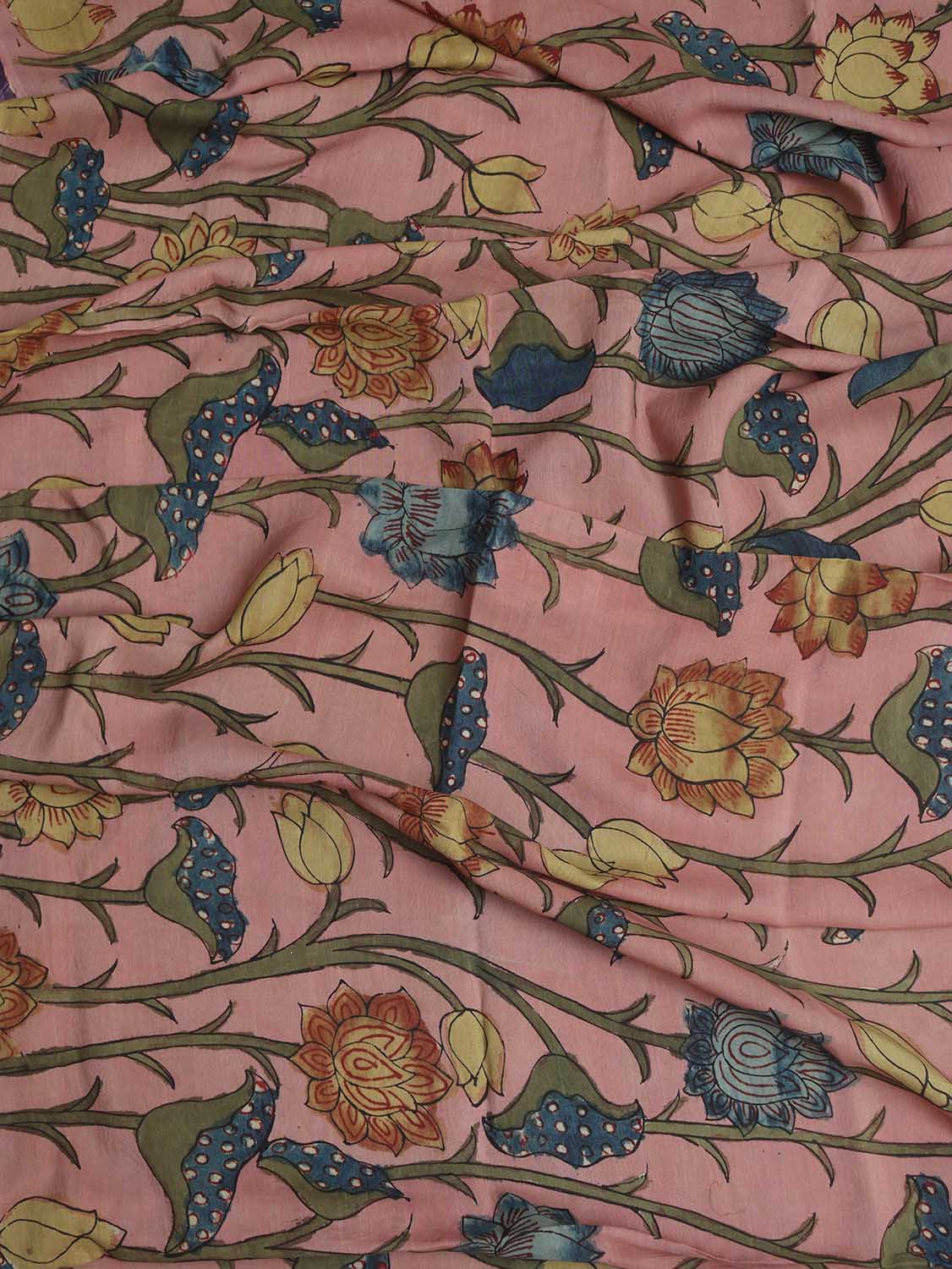 Pink Pen Kalamkari Pure Silk Dupatta - Luxurion World
