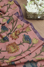 Pink Pen Kalamkari Pure Silk Dupatta - Luxurion World