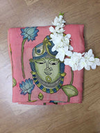 Pink Pen Kalamkari Pure Silk Fabric (1.75 Mtr ) - Luxurion World