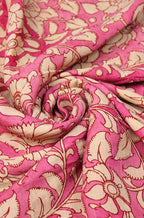 Pink Pen Kalamkari Pure Silk Fabric ( 1 Mtr ) - Luxurion World