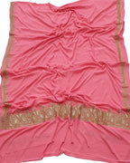Pink Plain Embroidered Kashmiri Tila Work Crepe Saree - Luxurion World
