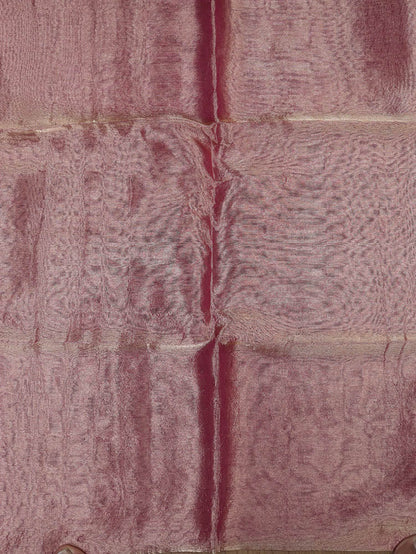 Pink Plain Handloom Banarasi Tissue Silk Fabric ( 1 Mtr )