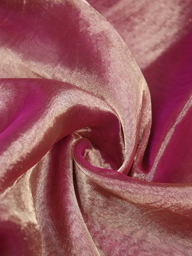 Pink Plain Handloom Banarasi Tissue Silk Fabric ( 1 Mtr ) - Luxurion World