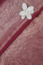 Pink Plain Handloom Banarasi Tissue Silk Fabric ( 1 Mtr ) - Luxurion World