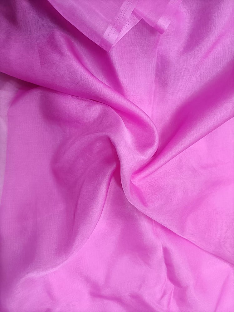 Pink Plain Organza Silk Fabric (1 Mtr) - Luxurion World