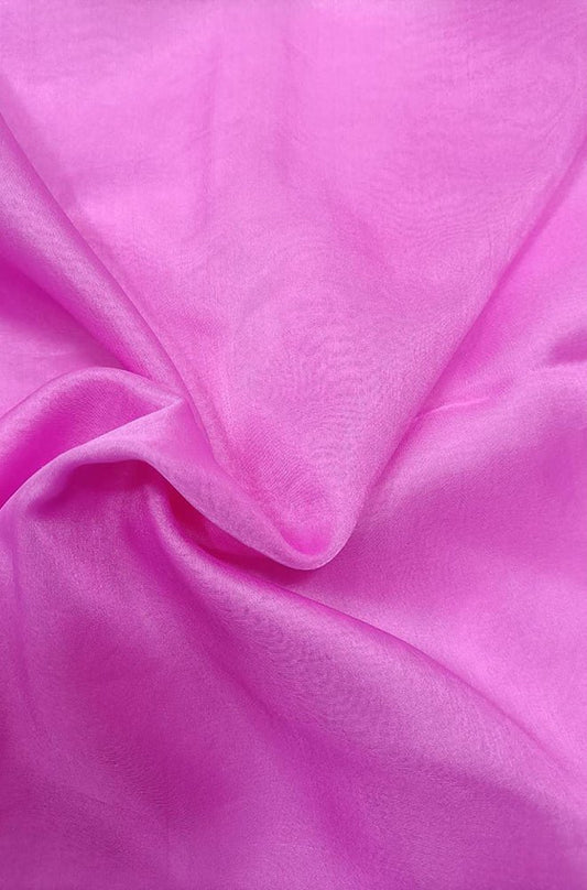 Pink Plain Organza Silk Fabric (1 Mtr) - Luxurion World